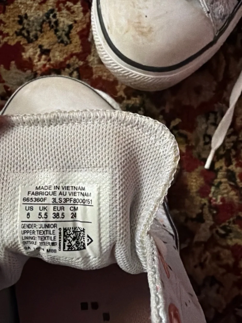 Womens White Canvas Star-Print Sneakers